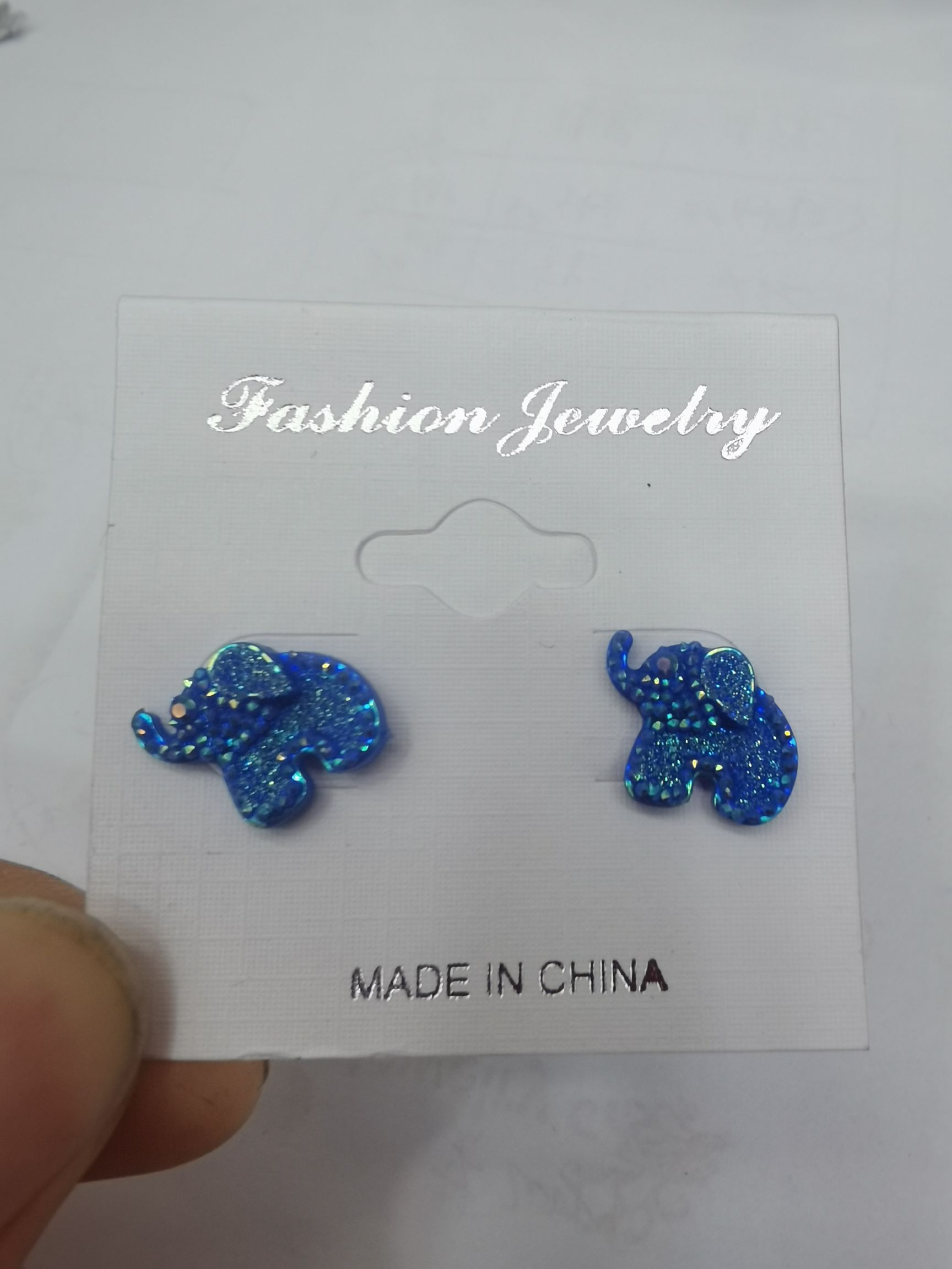 树脂耳钉饰品蓝色大象耳钉简约时尚耳饰精致耳饰品