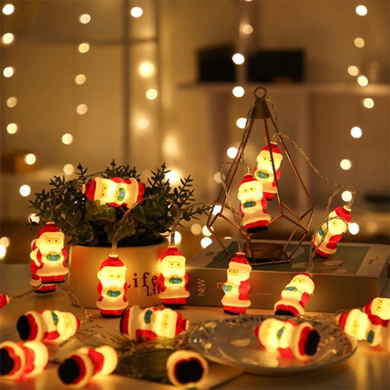跨境热卖led圣诞老人灯串圣诞节日房间装饰灯圣诞灯雪人灯串彩灯圣诞老人全身2米10灯电池盒详情图2