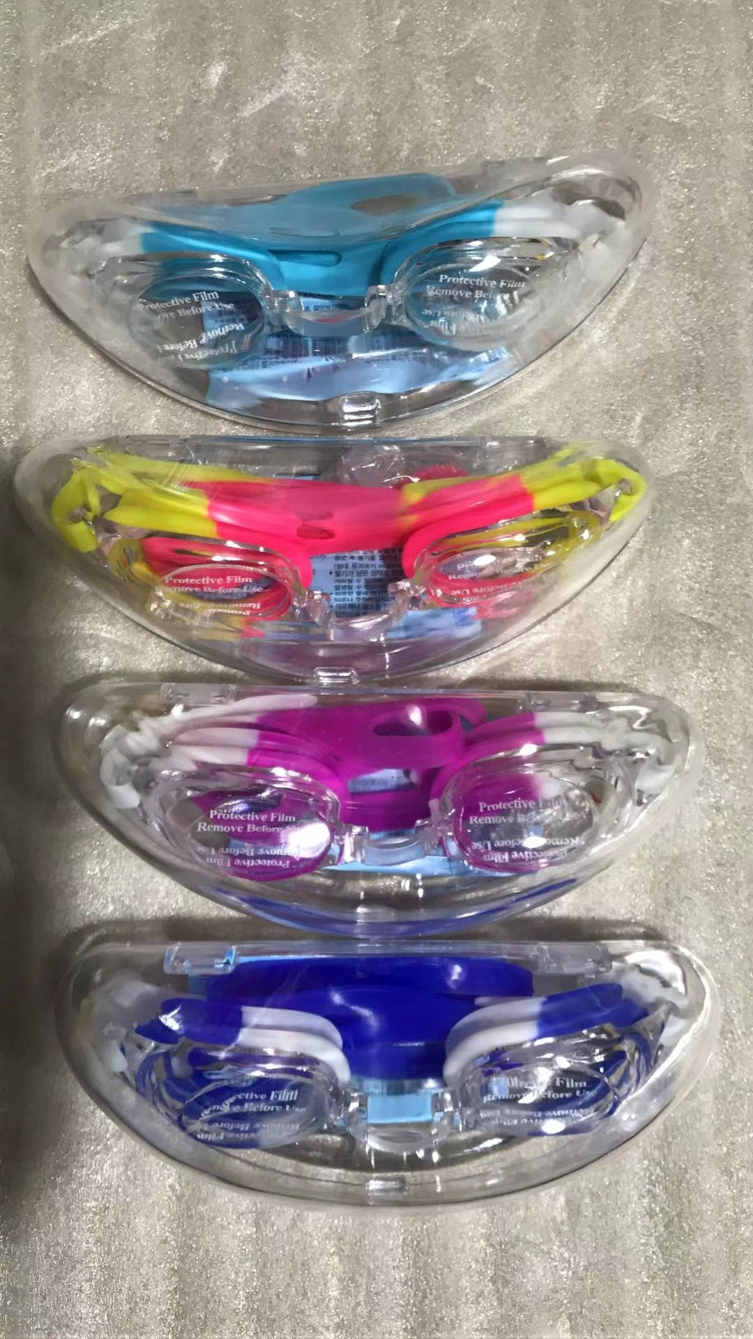 Children's three-color silicone cartoon swimming goggles
