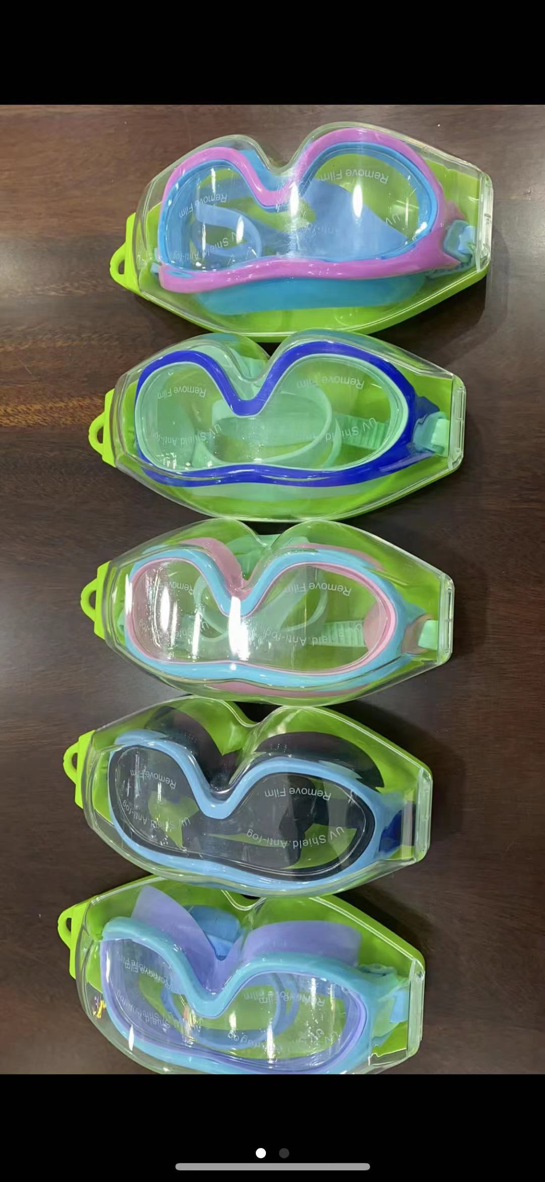 Children's large-frame mixed-color swimming goggles details Picture
