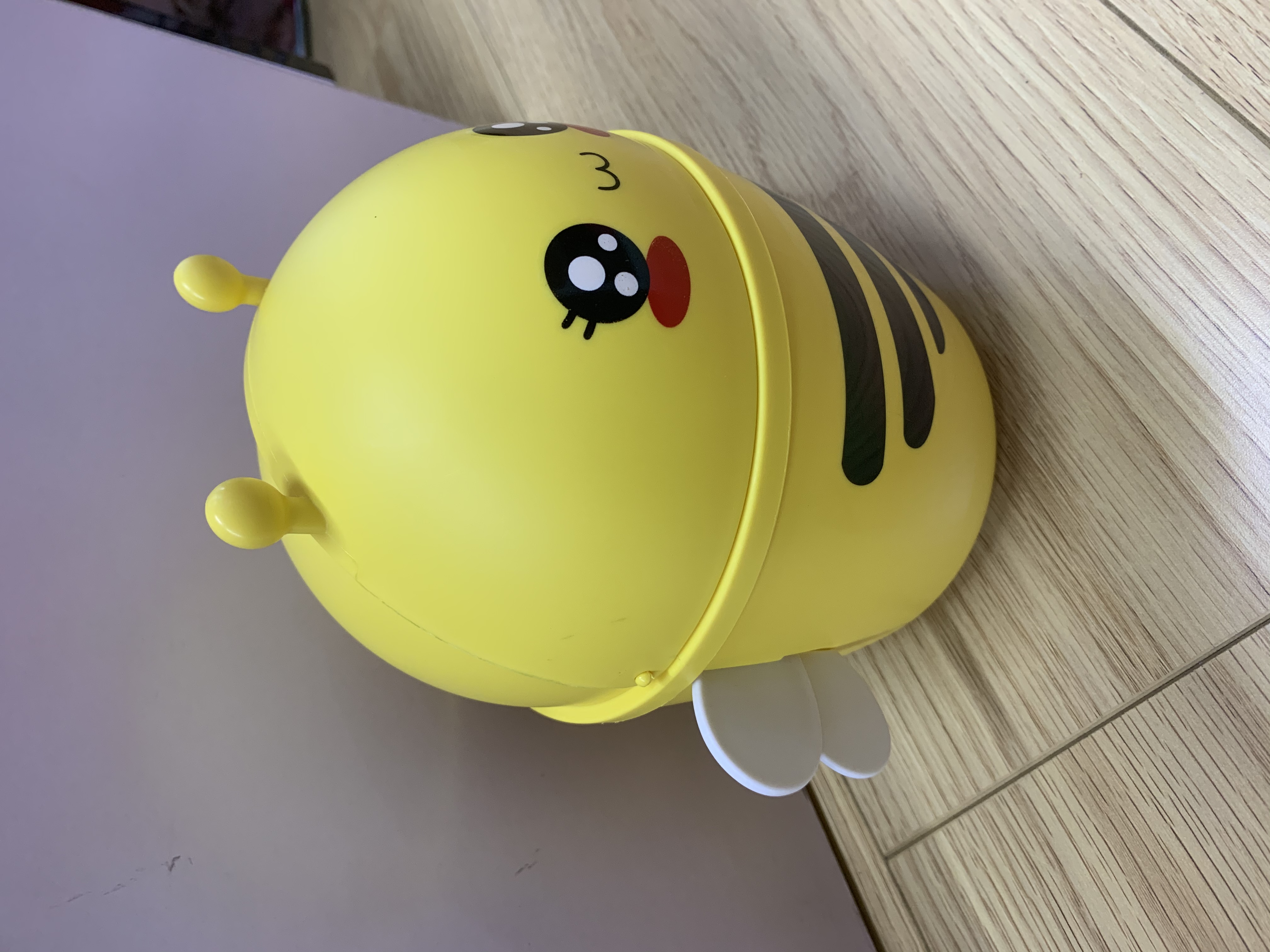 Bee Trash Can in playroom