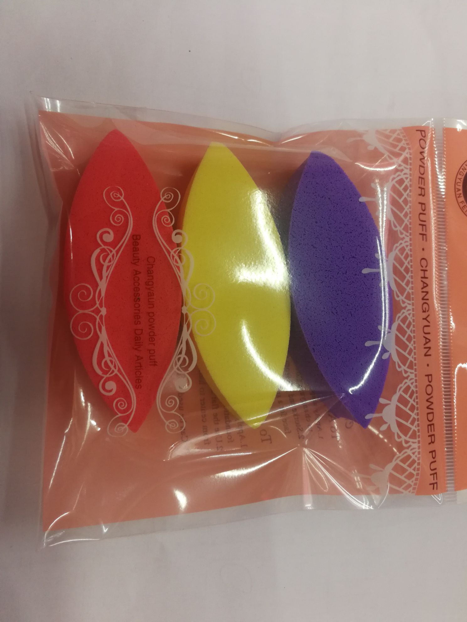 粉扑（外贸专供）厂家直销美妆工具3个装橄榄型粉扑详情1