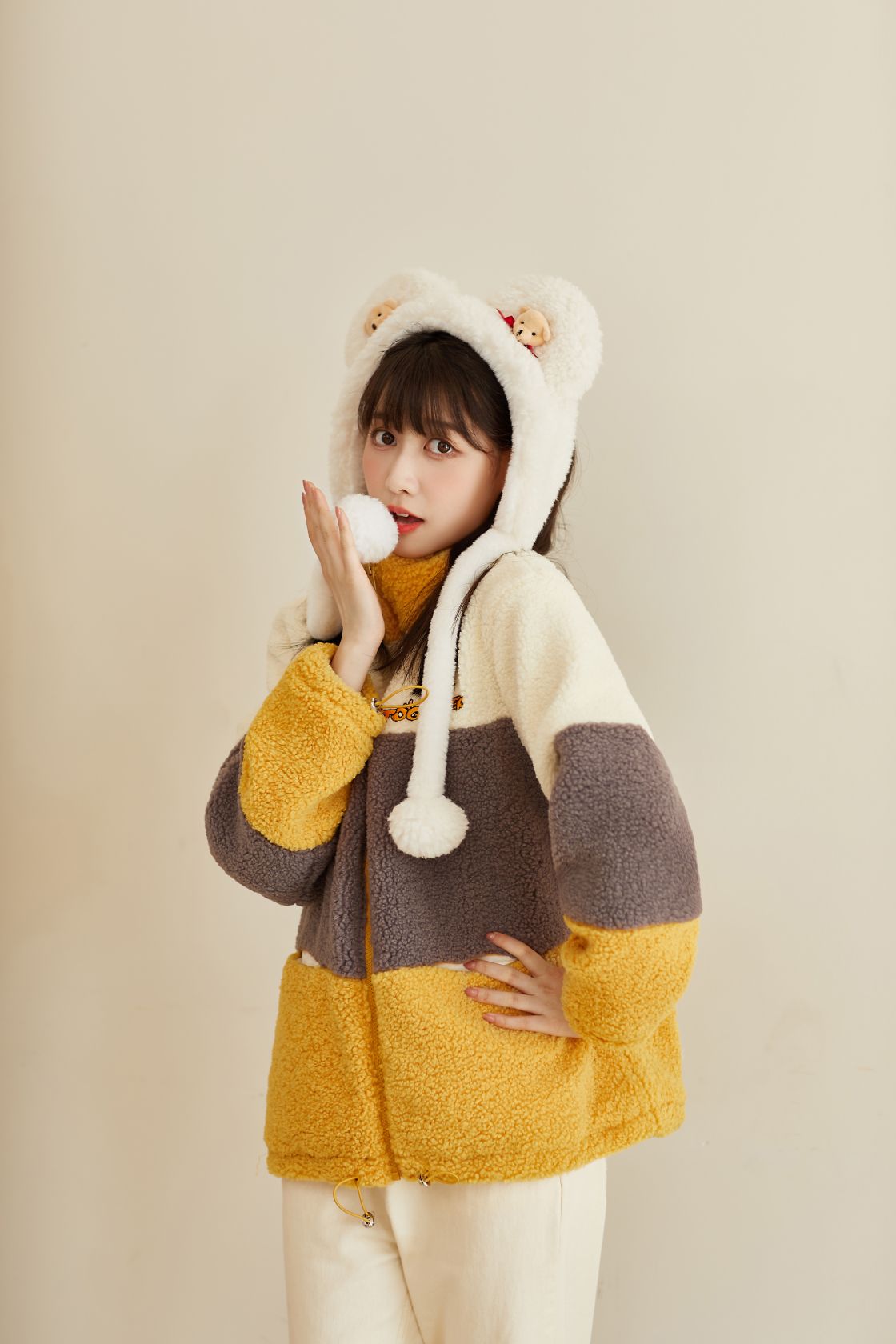 Cute ear masks for winter warmth, ear covers, ear wraps, women's ear protection, ear covers, anti-freezing magic tools, Korean-style ear caps, children's white details Picture