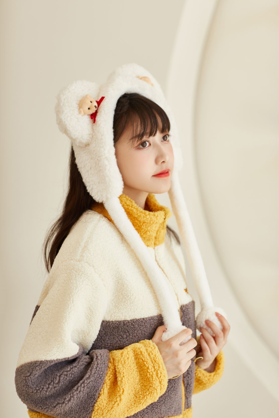 Cute ear masks for winter warmth, ear covers, ear wraps, women's ear protection, ear covers, anti-freezing magic tools, Korean-style ear caps, children's white