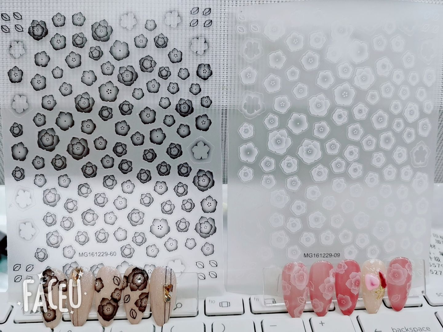 MG process ins nail stickers with adhesive backing have good adhesion, strong realism, very clear patterns, and a wide variety of styles. Factory direct sales of thin and tough new process adhesive stickers with many styles details Picture