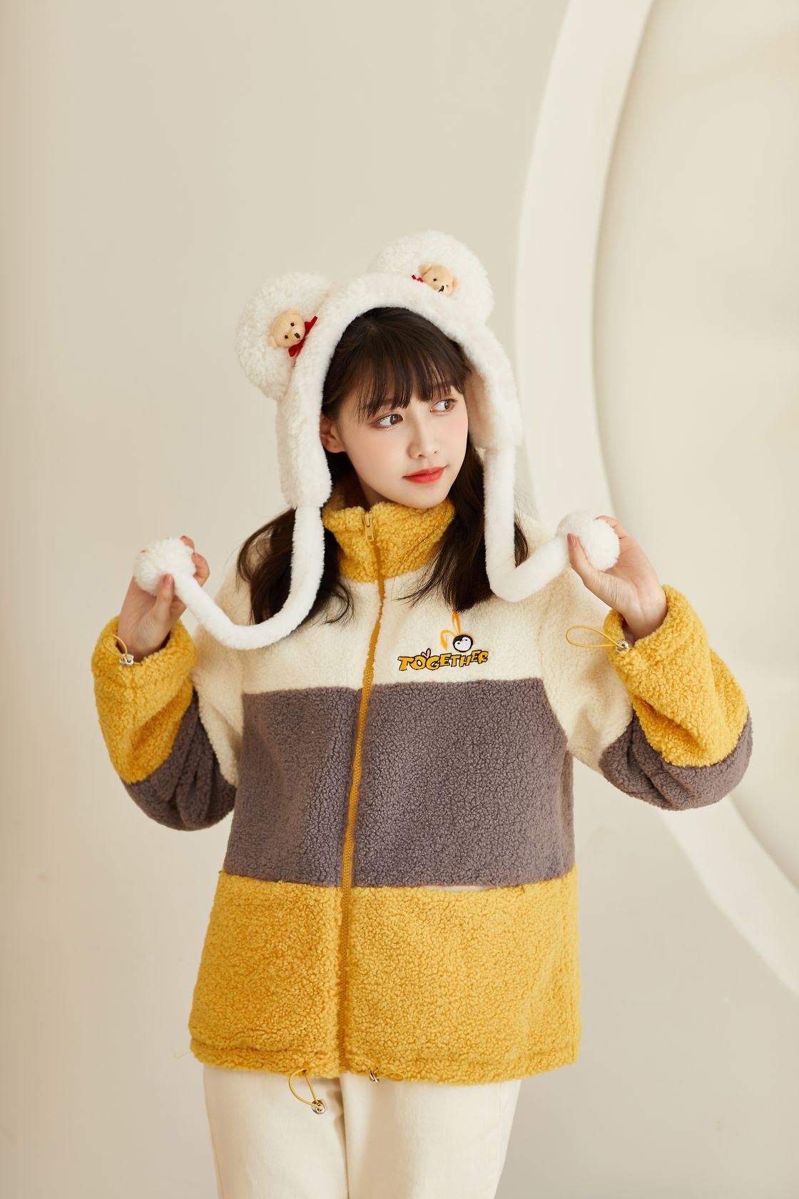 Cute ear masks for winter warmth, ear covers, ear wraps, women's ear protection, ear covers, anti-freezing magic tools, Korean-style ear caps, children's white Specification image