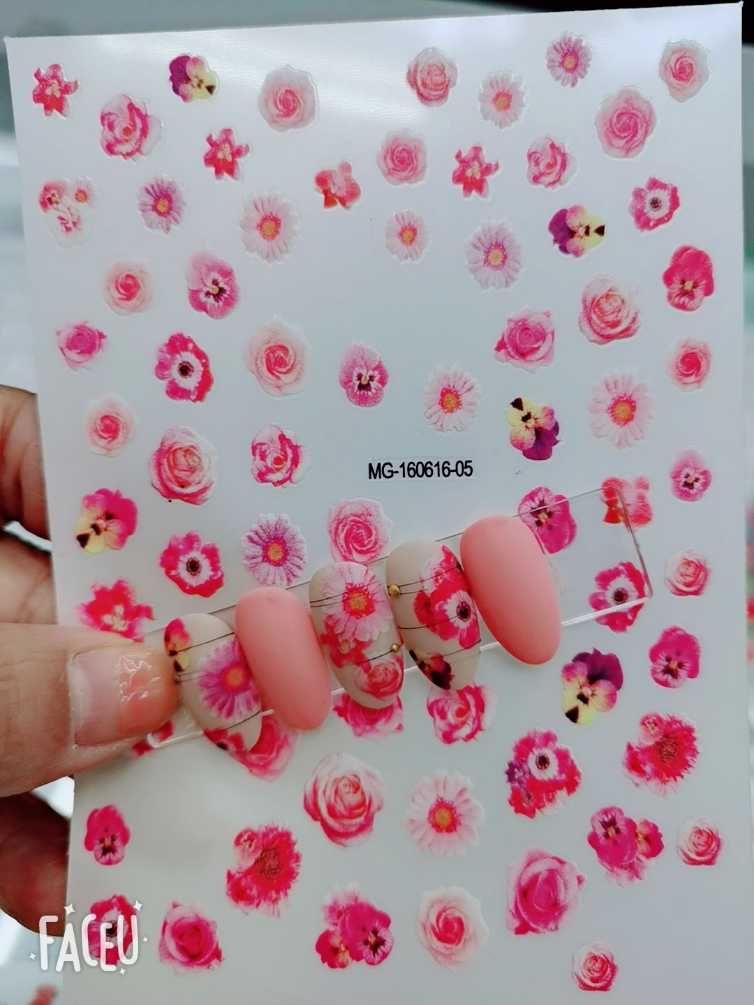 The MG craft ins nail stickers with self-adhesive backing have excellent adhesion, strong realism, very clear patterns, and a wide variety of styles. The factory directly sells thin and tough new process self-adhesive stickers with many styles Specification image