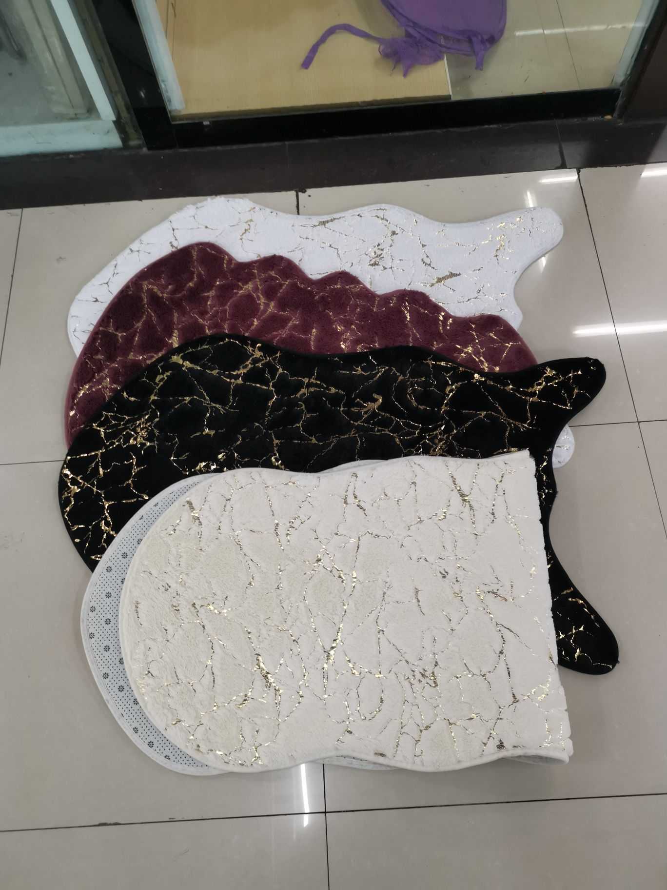 烫金/双条纹/全棉地垫细节图
