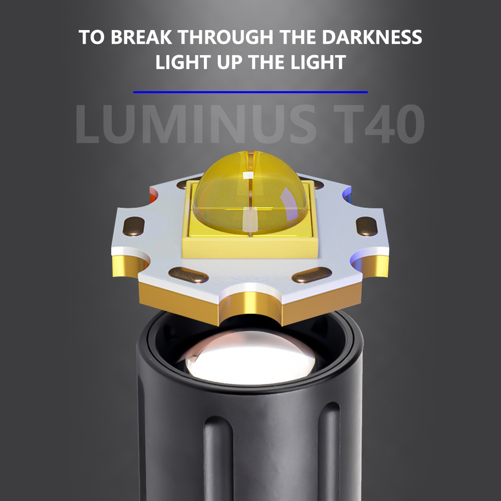 T40变焦电量显示USB充电款强光手电筒产品图