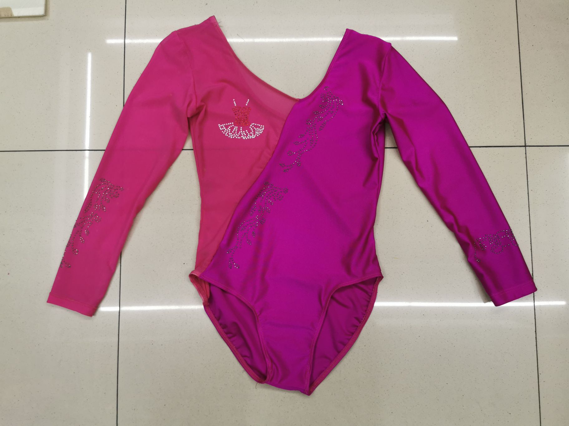 儿童氨纶长袖连体服 舞蹈服 演出服