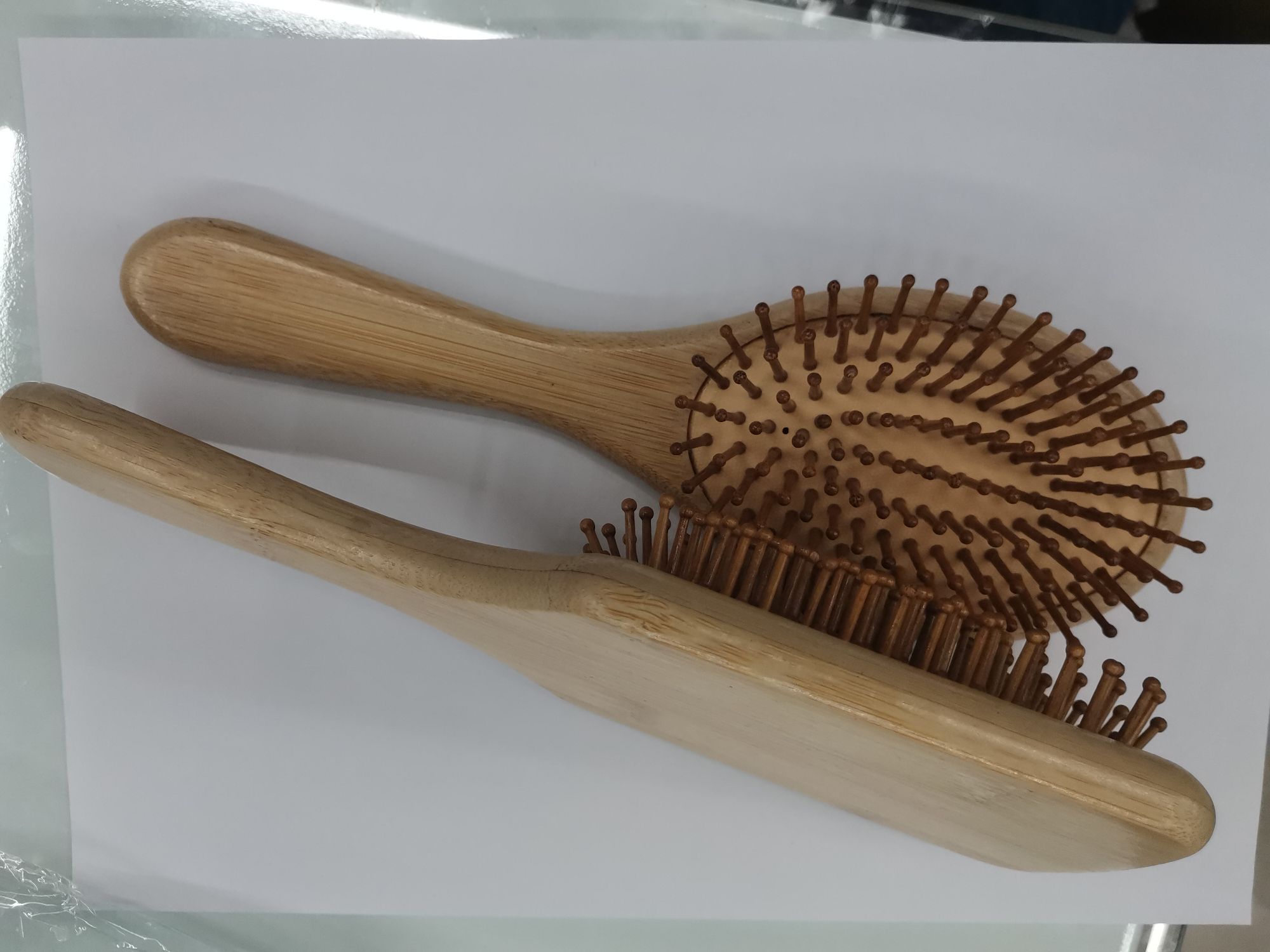 竹子柄头梳，长柄梳子细节图