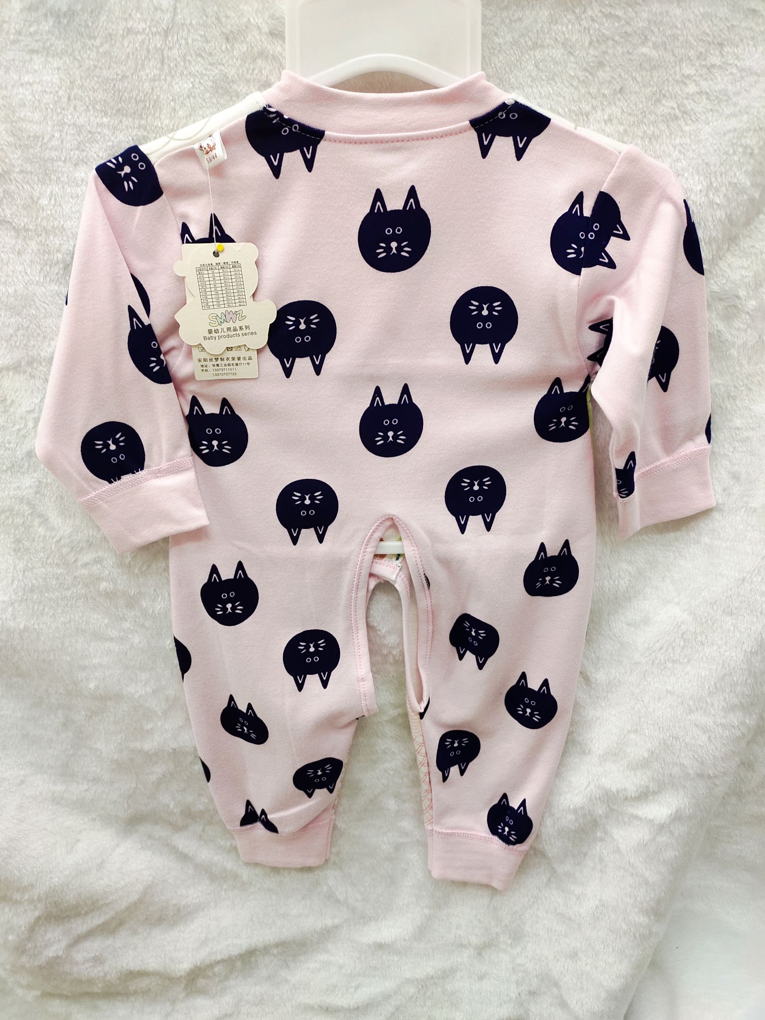 儿童全棉连体衣，婴幼儿闭档爬服哈衣，春秋细节图