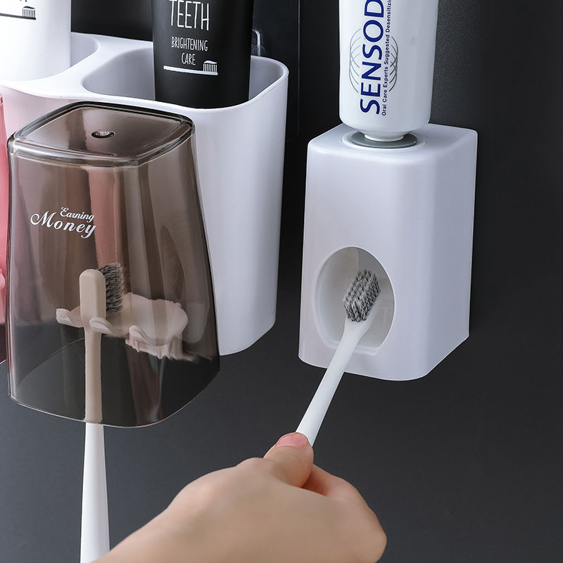 卫生间免打孔牙刷架浴室无痕挂壁架透明创意细节图