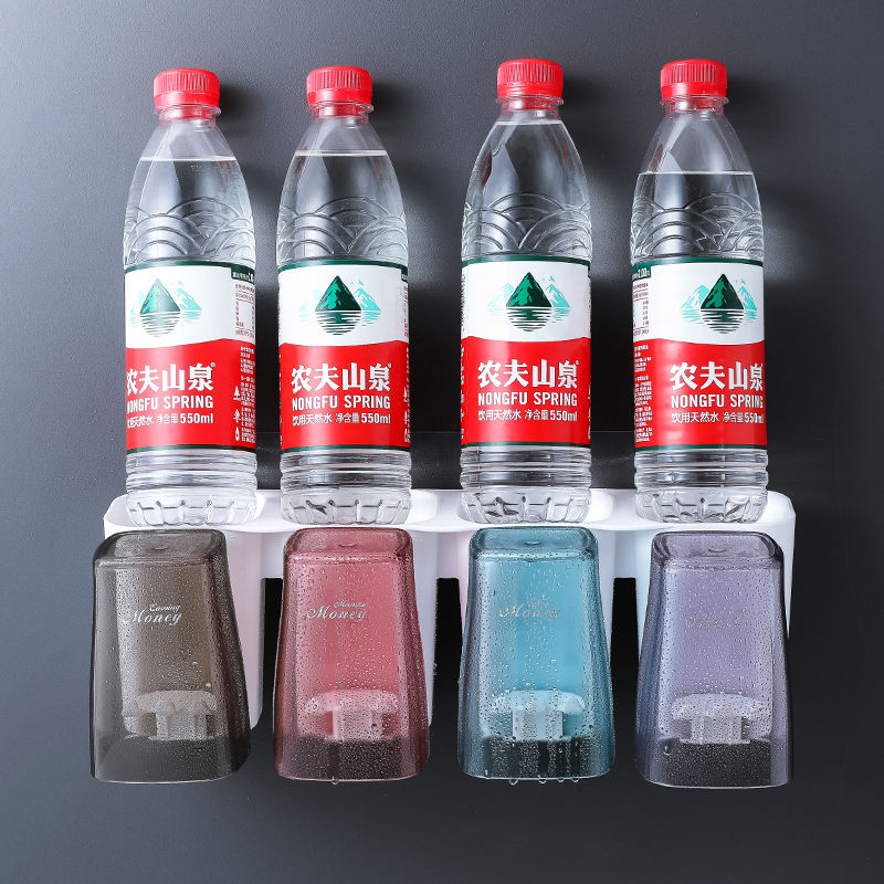 卫生间免打孔牙刷架浴室无痕挂壁架透明创意牙杯架自动挤牙膏架子详情图5