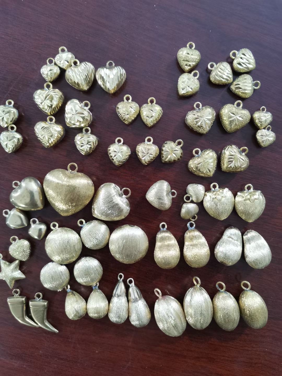 Brushed pearlescent surface, copper beads, peach heart, water drop, hanging, environmentally friendly