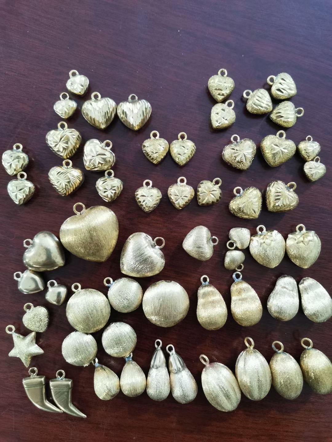 Brushed pearlescent surface, copper beads, peach heart, water drop, hanging, environmentally friendly detail image 5