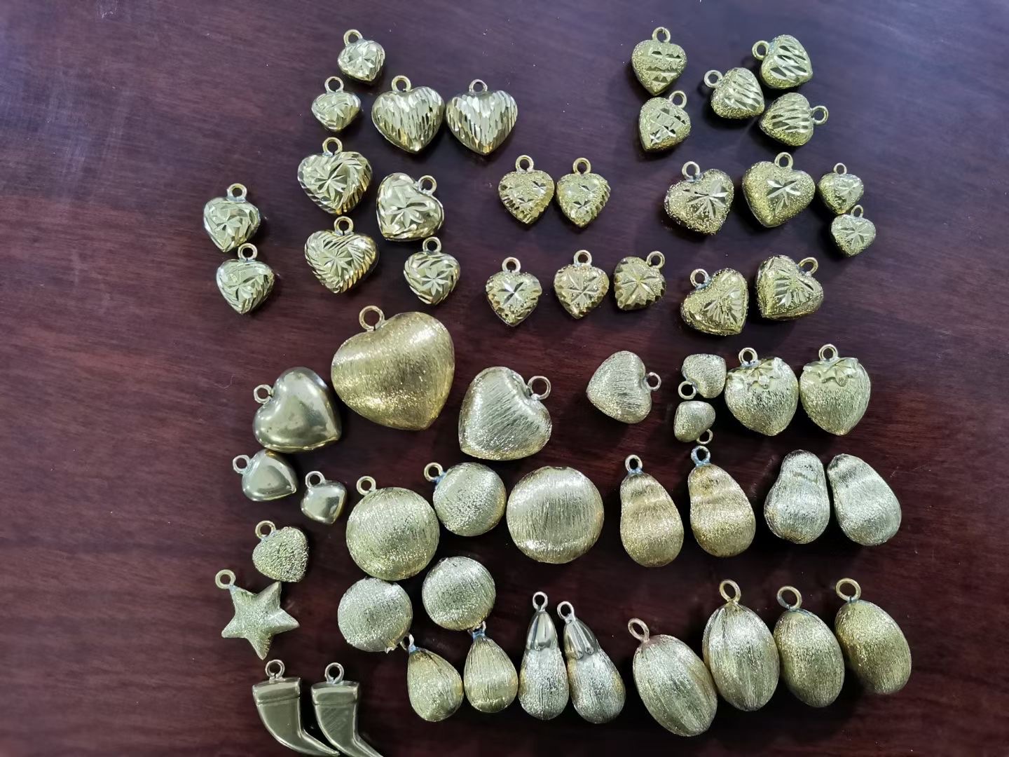 Brushed pearlescent surface, copper beads, peach heart, water drop, hanging, environmentally friendly detail image 3