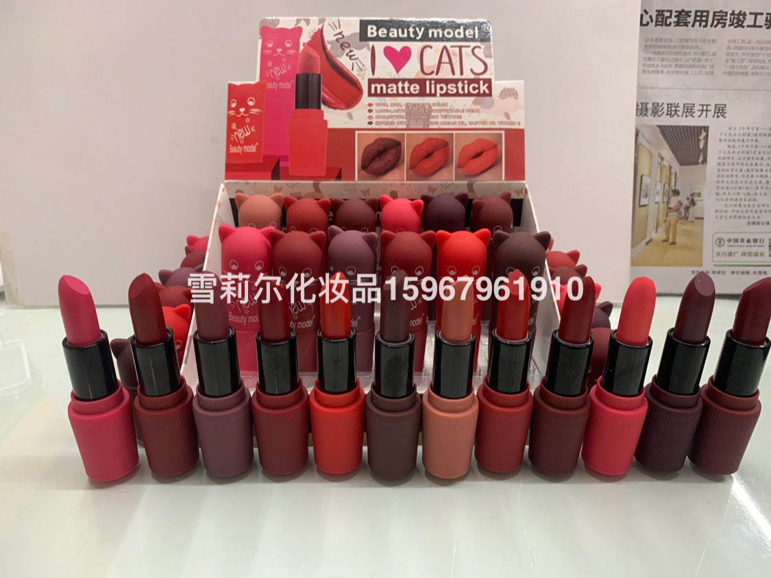 Foreign Trade New Beauty Model 24 Display Box Matte Lipstick Lasting Waterproof Makeup Wholesale Specification drawing