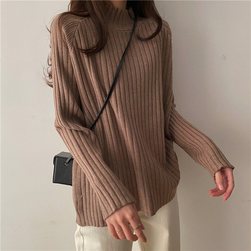 1 cuello medio alto imitación visón terciopelo suéter engrosado mujer otoño invierno nueva versión coreana manga suelta jersey legging Specification image