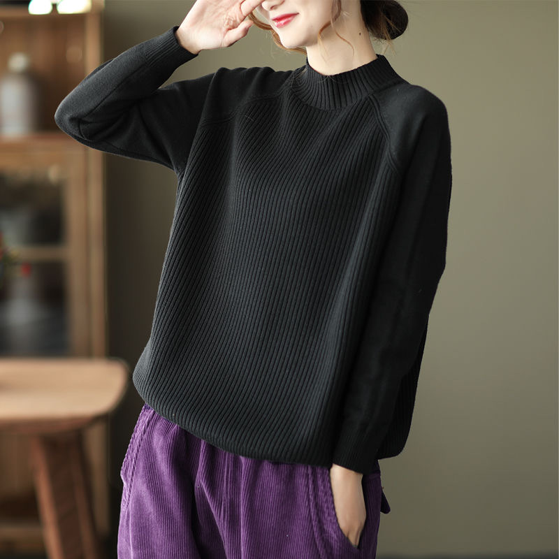 Cuello medio alto imitación visón terciopelo suéter engrosado mujer otoño invierno nueva versión coreana manga suelta jersey legging 06 Specification image