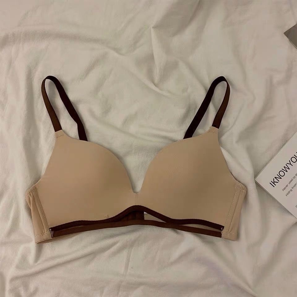 内衣女小胸聚拢日系少女无痕无钢圈不空杯跑杯防滑提胸蕾丝文胸罩4