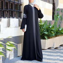 新款礼拜服穆斯迪拜旅游沙特长袍民族服饰纯色全扣4