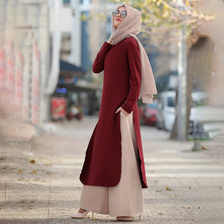 回族礼拜服连衣裙穆斯林服装女士新款夏季宽松长袍盖头伊斯兰服饰1