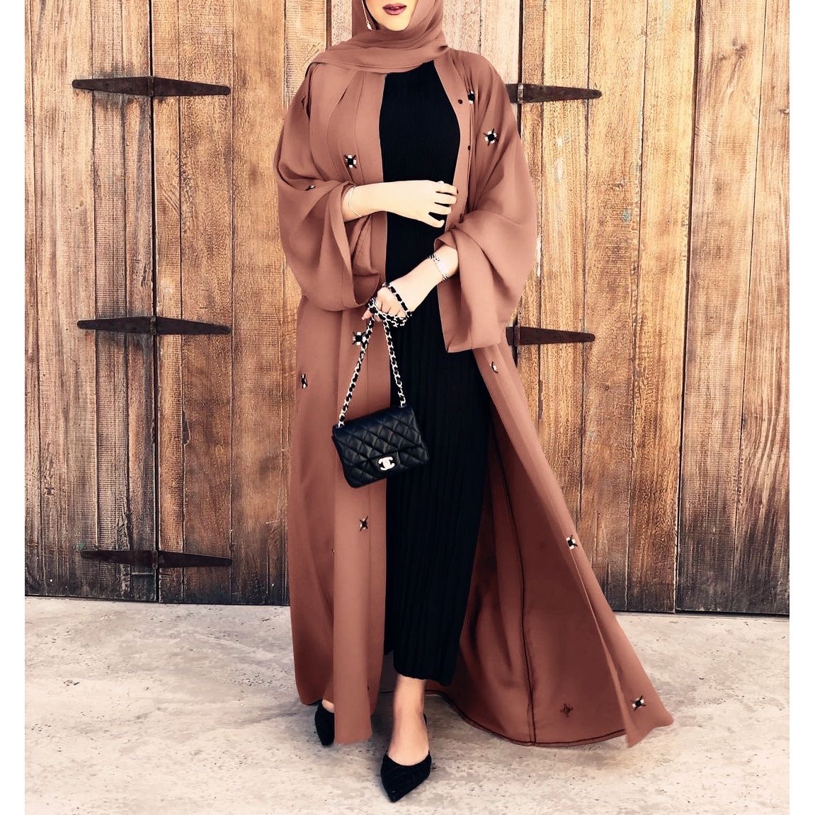 新款礼拜服穆斯迪拜旅游沙特长袍民族服饰纯色全扣3详情图1