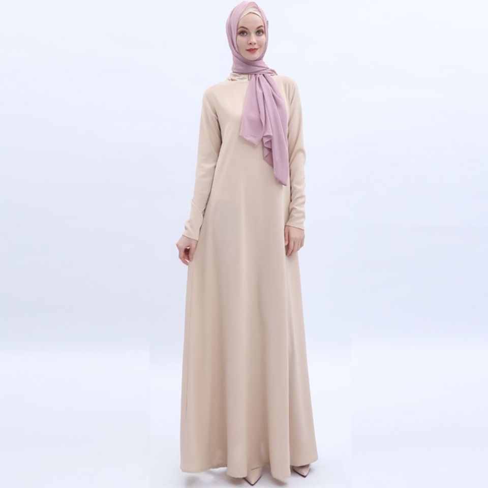 新款斋月清真寺礼拜服穆斯迪拜旅游沙特长袍民族服饰纯色全扣