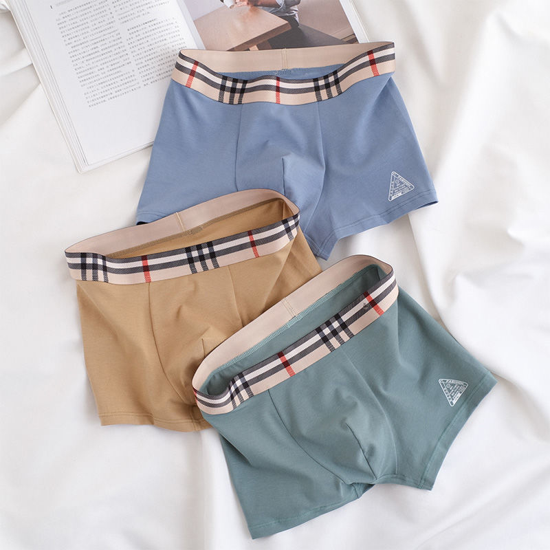 Men's Underwear Pure Cotton Flat Corner Anti-Bacterial Pure Cotton Crotch Seamless Cotton Fabric Mid-Waist Comfortable Boxers 3 full figure