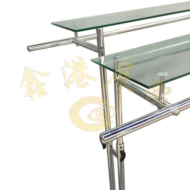 The best-selling double-glass stand is a high-end double-sided mirror glass clothing display stand that can be adjusted in height separately Specification image