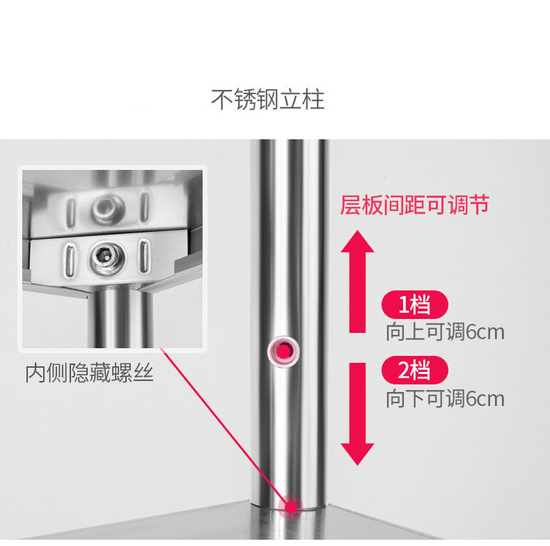 厨房置物架收纳架加厚不锈钢架子置物架落地微波炉架厨房用品储物置物架详情图7