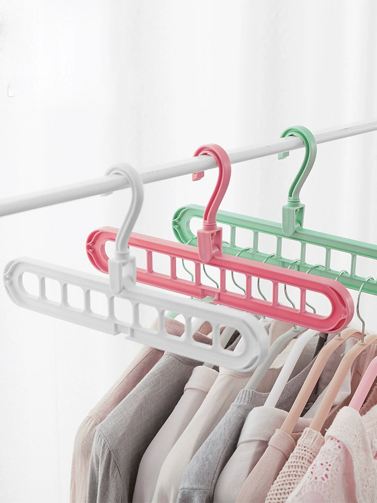 多功能衣柜九孔衣架创意可旋转防风晾晒家用衣架塑料收纳衣服架详情图3