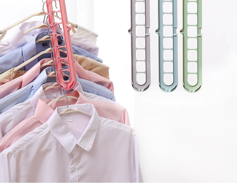 多功能衣柜九孔衣架创意可旋转防风晾晒家用衣架塑料收纳衣服架详情图9