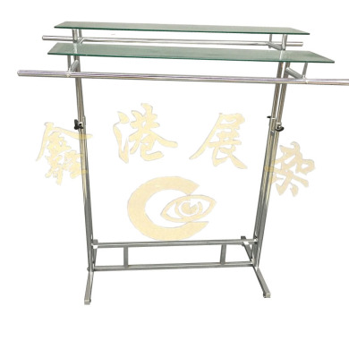 The best-selling double-glass stand is a high-end double-sided mirror glass clothing display stand that can be adjusted in height separately details Picture
