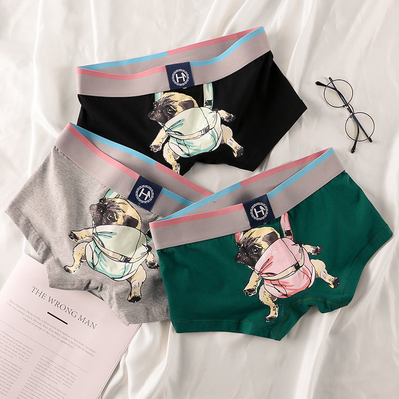 Spring Summer Men's Flat Corner Mid-Waist Student Sports Short Shorts Youth Underpants Boxers full figure