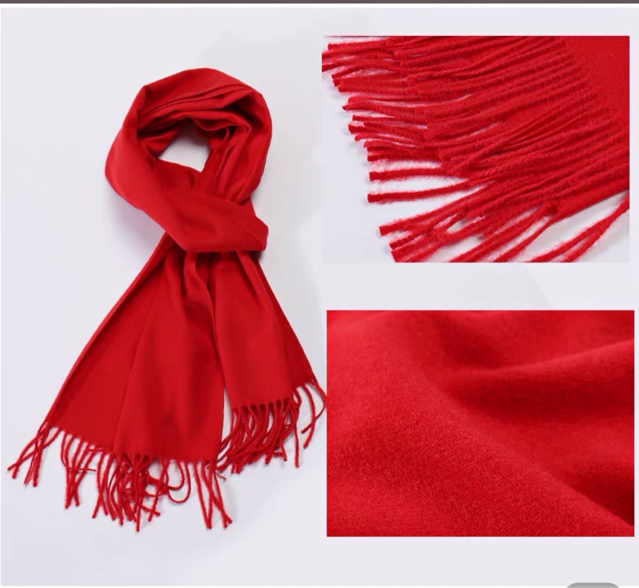 Annual Meeting Scarf Custom Logo Chinese Red Embroidery Bright Red Classmate Party Pattern Opening Cashmere Autumn Winter Men And Women undefined