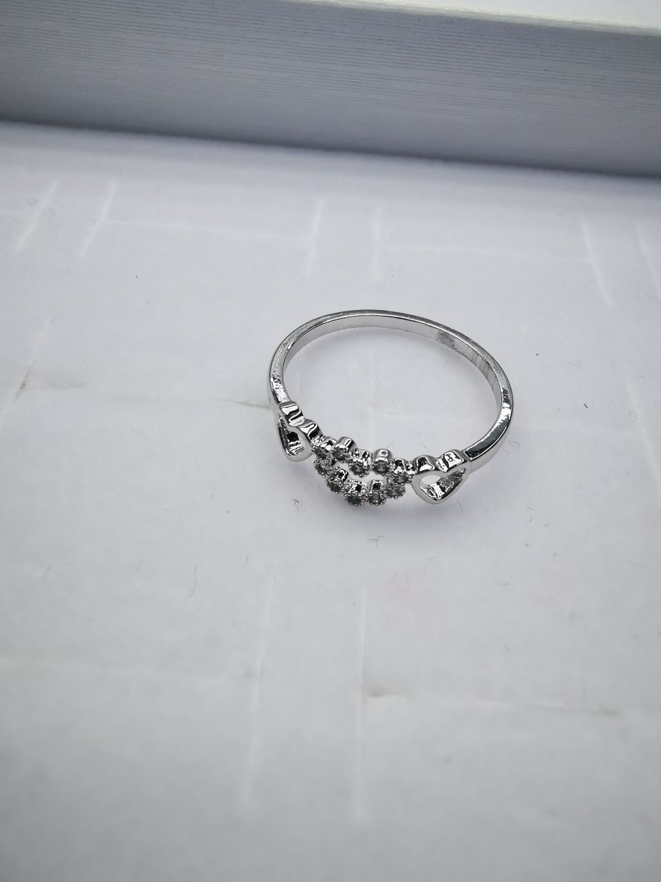 47 Korean-style pure copper ring girls' small accessory, simple and ins style fashionable small round bean set ring with adjustable opening Specification image