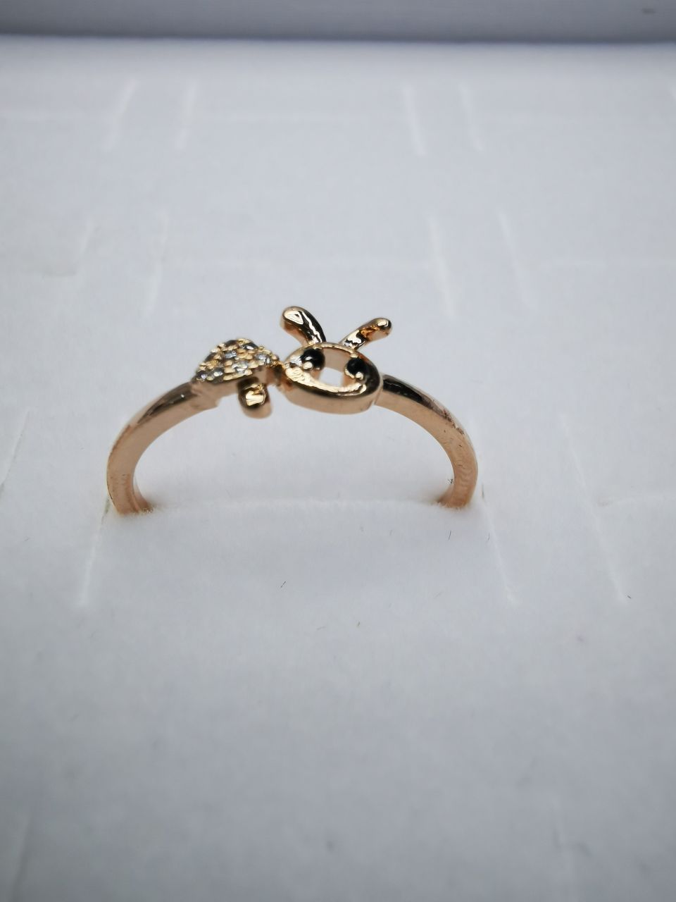 5 Korean version pure copper ring girls' small accessory, simple and ins style fashionable small round bean set ring with adjustable opening Specification image