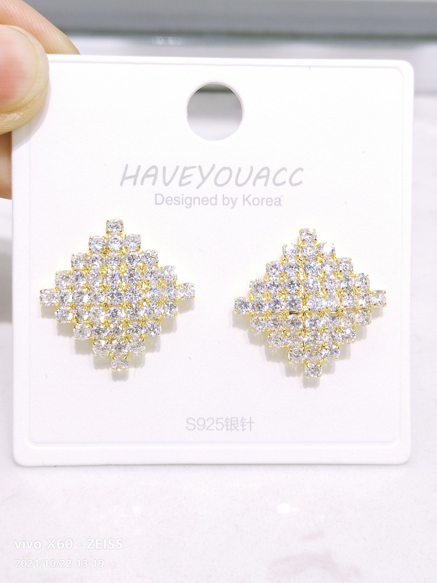 镀真金925银针/耳环/耳钉产品图