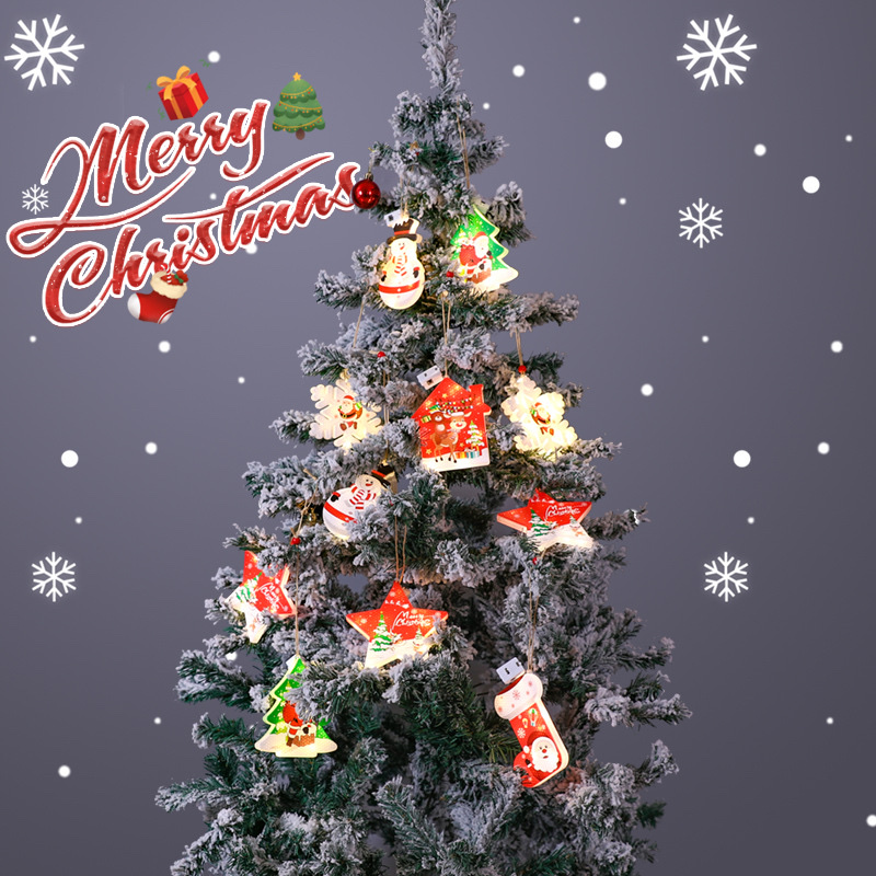 Cross-border Christmas lights, Christmas tree ornaments, snowflakes, five-pointed star-shaped light strings, LED star lights, room decorations, snowmen, including electronic ones Specification image