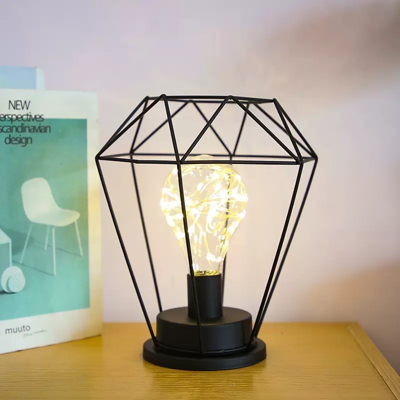 New led night light, popular Nordic-style iron diamond light, ins home room manufacturer wholesale diamond-shaped battery box Specification image