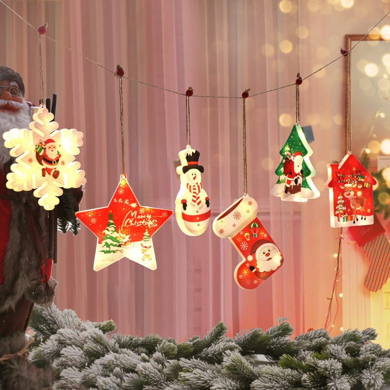 Cross-border Christmas lights, Christmas tree ornaments, snowflakes, five-pointed star-shaped light strings, LED star lights, room decoration stars, including electronic ones details Picture