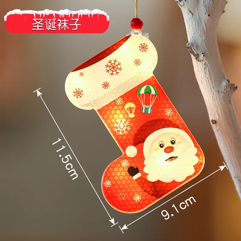 Cross-border Christmas lights, Christmas tree ornaments, snowflakes, five-pointed star-shaped light strings, LED star lights, room decorations, Christmas stockings including electronic ones detail image 1