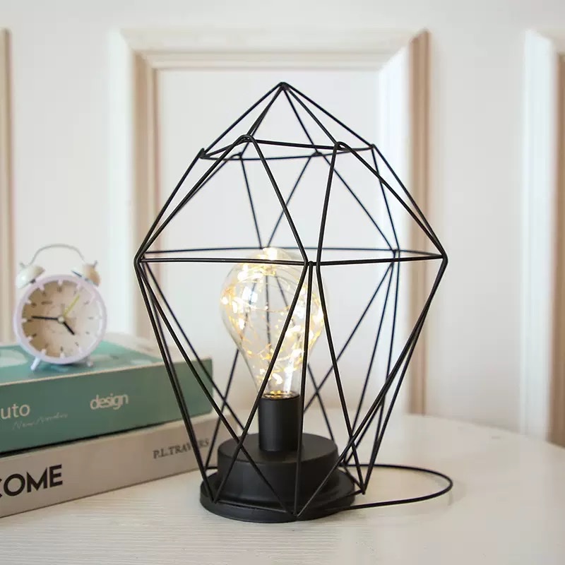 New led night light, popular Nordic-style iron diamond light, ins home room manufacturer wholesale diamond-shaped battery box Application Scenario