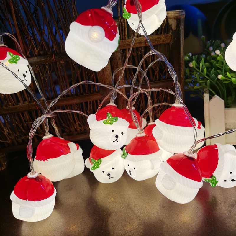 Santa Claus LED light string, Christmas tree snowman decorative light string, festival led room battery, Christmas snowman light string, Christmas bear, 10 meters, 100 lights, plug in details Picture