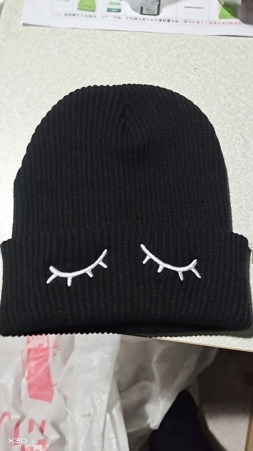 Gorra de punto de pestañas bordadas con 2 bolas details Picture