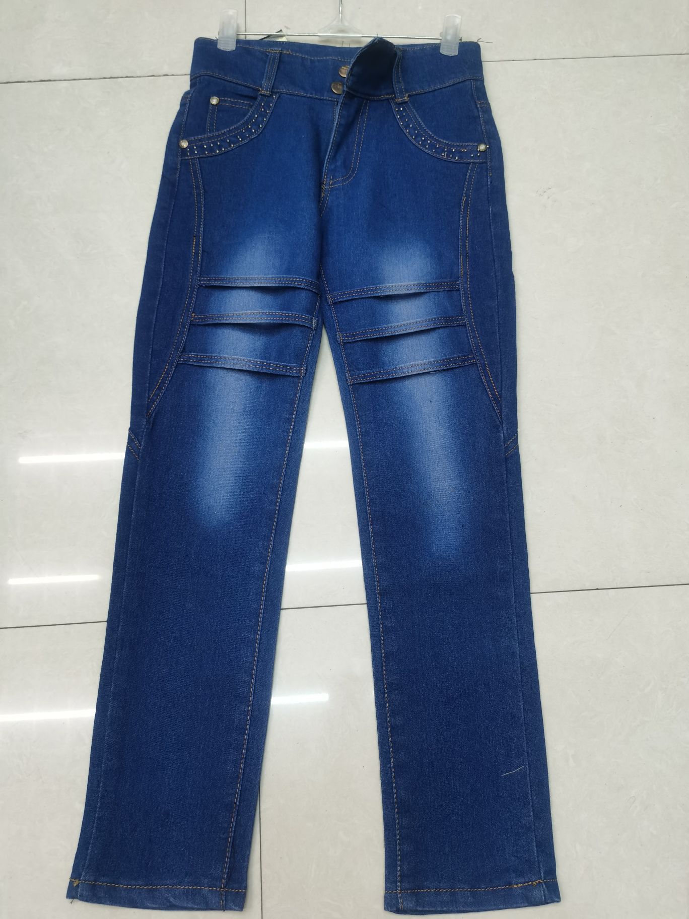 Comercio exterior denim pantalones wholesale por encargo