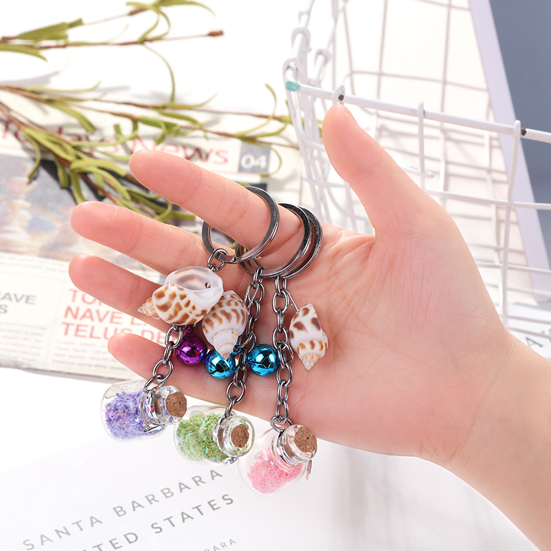 Wholesale of new conch wish bottles, key pendants, keychains, key chains, schoolbag decorations and small gifts detail image 1