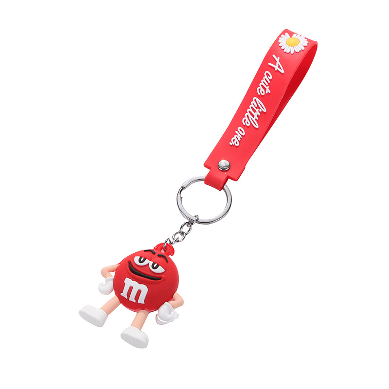 Cartoon soft rubber keychain MS chocolate bean curd skin rope keychain pendant bag decoration pendant couple pendant details Picture